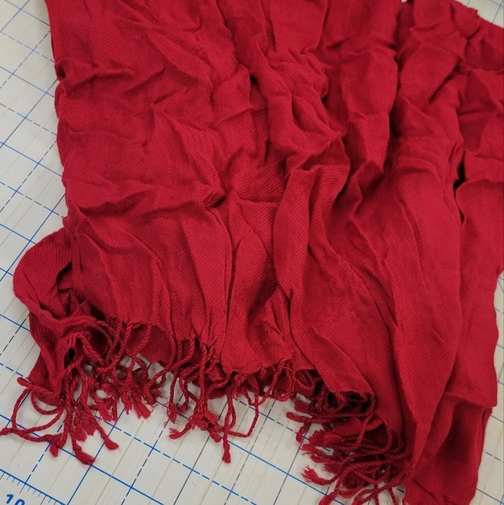 60 x 28 Red Fringe Scarf